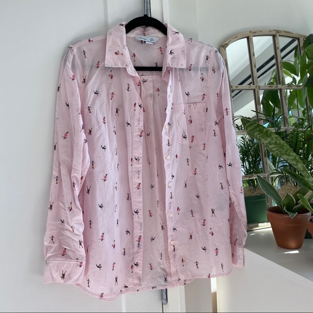 Pink Printed Button Down Shirt